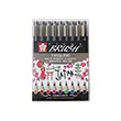 Pisaki pędzelkowe Pigma Brush, Sakura, 9 kolorów