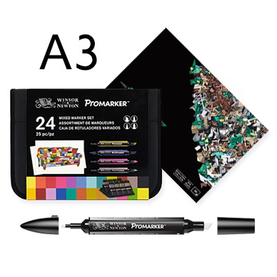 Mixed marker Complete Set A3 - pisaki, blok i blender