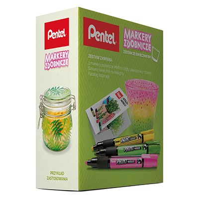 Markery zdobnicze - zestaw ze świecznikiem, Pentel, vibrant