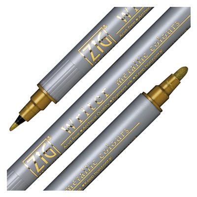 Gold, dwustronny pisak Writer metallic colours, Kuretake