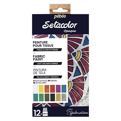 Farby do tkanin Setacolor Shimmer, Pebeo, 12 x 20 ml