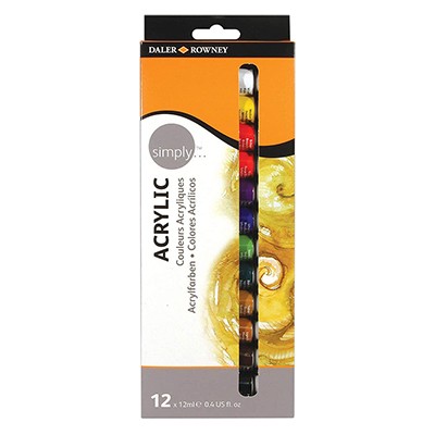 Farby akrylowe Simply Daler-Rowney, 12 x 12ml