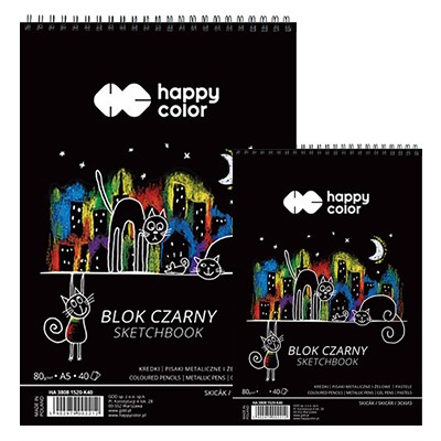 Blok z czarnym papierem Happy Color, 40 ark. 80 g, A4