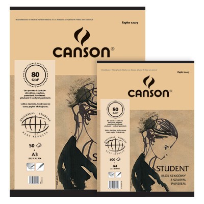 Blok z szarym papierem Canson A4, 100 ark. 80 g