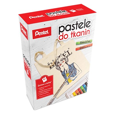 Pastele do tkanin, zestaw z torbą, Pentel 7kol.