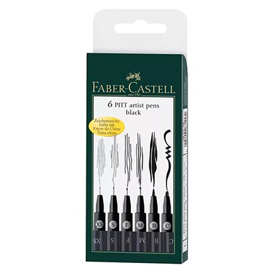 Set of 6 - czarny, Pitt Faber Castell, 6 sztuk