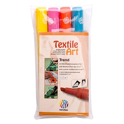Pisaki do tkanin Textile Art, Trend, zestaw 4szt.