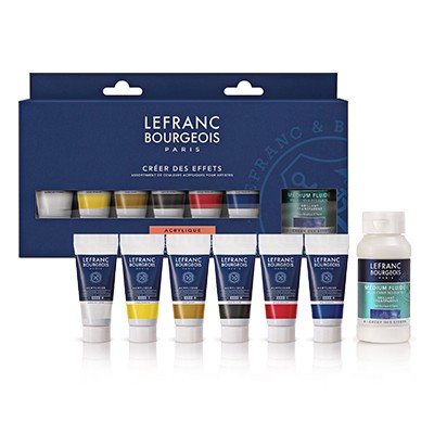 Farby akrylowe Lefranc & Bourgeois, 6 x 20 ml + medium