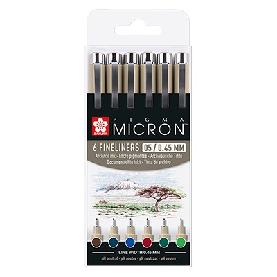 Pisaki Pigma Micron 6 kolorów