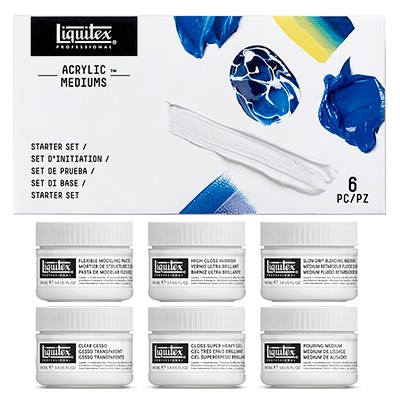 Media do akryli Starter Set, Liquitex, 6 x 100 ml