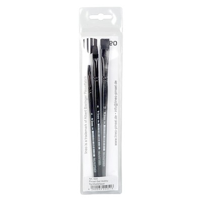 Pędzle Lineo Black Nylon 605, syntetyki, zestaw 3szt