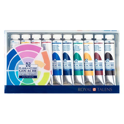 Gwasze Talens w tubkach, zestaw farb 10 x 20 ml