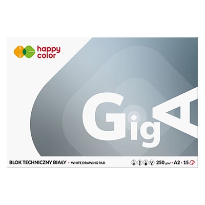 Blok techniczny biały Giga Happy Color, 15 ark. A2