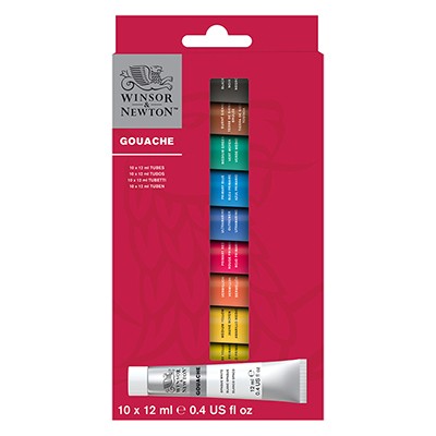 Gwasze Winsor & Newton, zestaw farb 10 x 12 ml