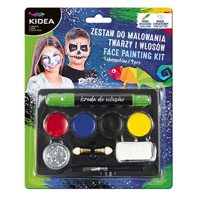 Farby do malowania twarzy i włosów Kidea, 9 elem.