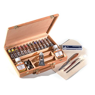 Farby olejne Classico, 13 x 20ml + akcesoria, kaseta drewniana