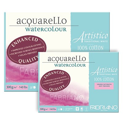 Fabriano Artistico T/W, satynowy 45,5 x 61 cm, 10 ark, 300 g