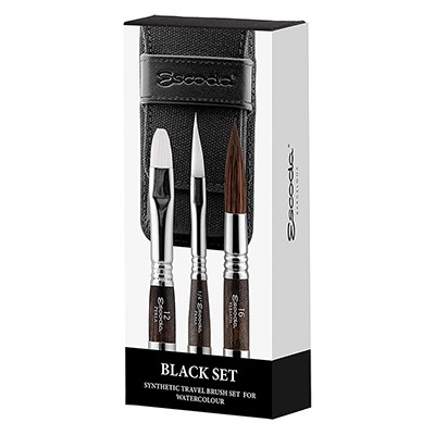 Zestaw 3 pędzli do akwareli Black Set, Escoda