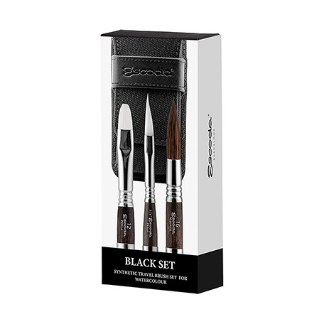 Zestaw 3 pędzli do akwareli Black Set Escoda