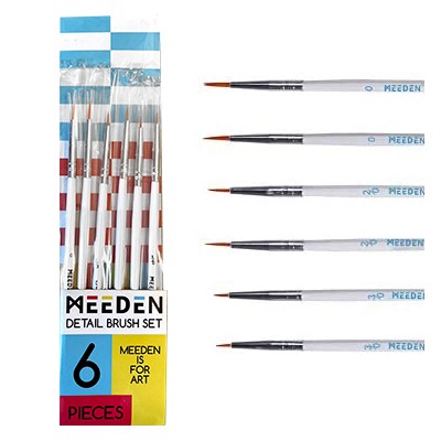 Precyzyjne pędzle syntetyczne 6 sztuk, Meeden