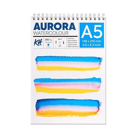Blok akwarelowy, spirala Aurora CP A5 300 g