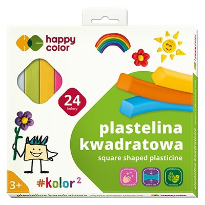 Plastelina kwadratowa Happy Color, 24 kolory
