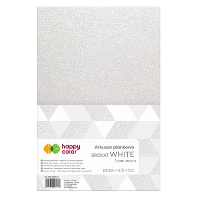 Arkusze piankowe, Brokat White, Happy Color A4
