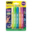 Klej z brokatem 'Glow', UHU, zestaw 5 kol. x 10 ml