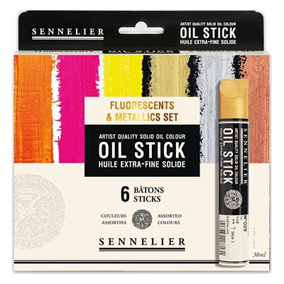 Zestaw Oil Stick Fluo & Metallic, Sennelier, 6 szt.