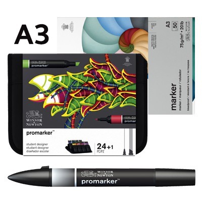 Promarker Complete Set A3 - pisaki, blok i blender