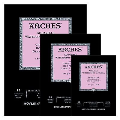 Arches - satynowy blok do akwareli A4 185 g, 15 ark.