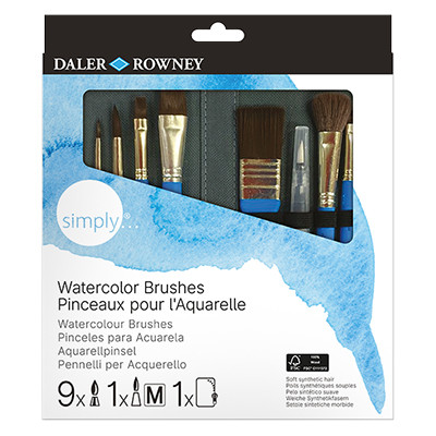Pędzle Simply Watercolour Daler Rowney 10 szt. + etui