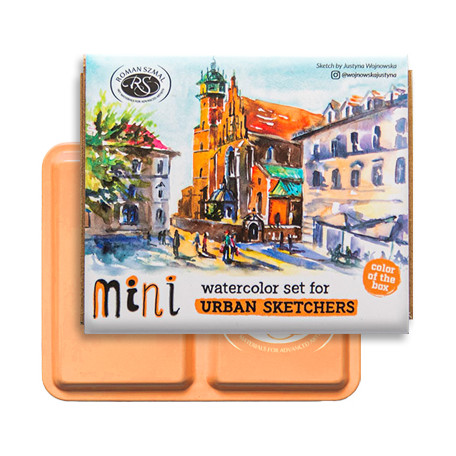 Mini Urban Sketchers Set APRICOT, akwarele Aquarius 8 kol.