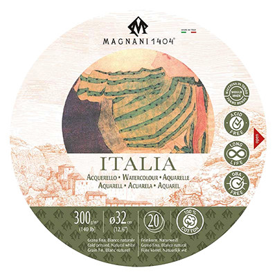 Papier do akwareli okrągły Italia 20 ark. 300 g/m², śr. 16 cm