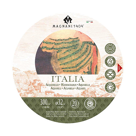 Papier do akwareli okrągły Italia 20 ark. 300 g/m², śr. 16 cm