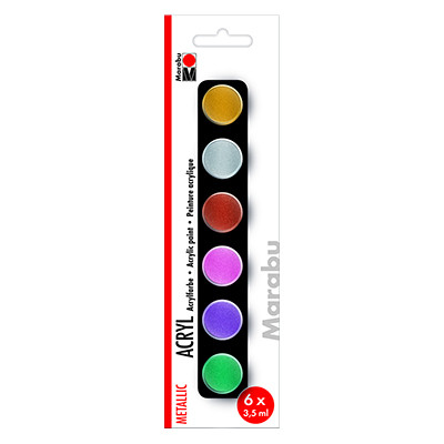 Farby akrylowe Metallic Marabu 6 x 3.5 ml
