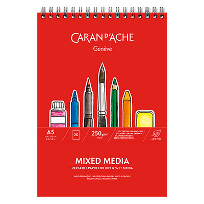Blok na spirali Mixed Media Caran d'Ache A5, 250 g/m², 20 ark.