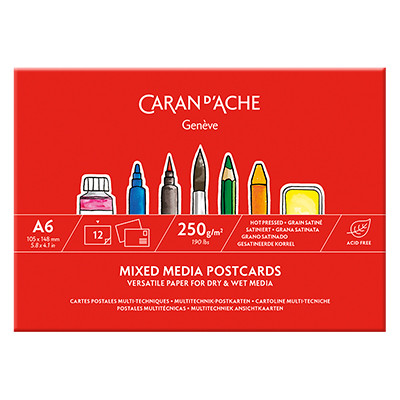 Blok pocztówkowy Mixed Media Caran d'Ache A6, 250 g/m², 12 ark.