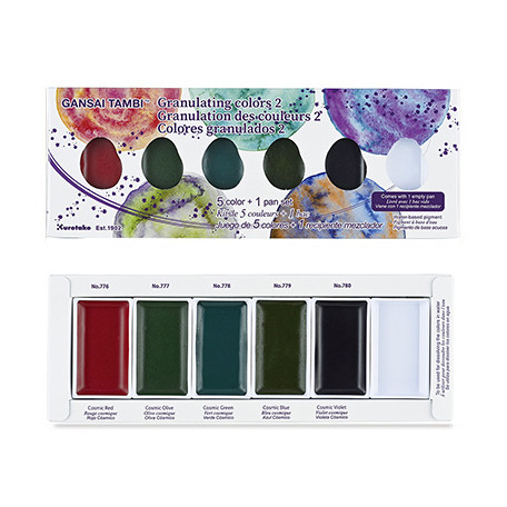 Farby akwarelowe Gansai Tambi, Granulating Colors 2, 5 kol.