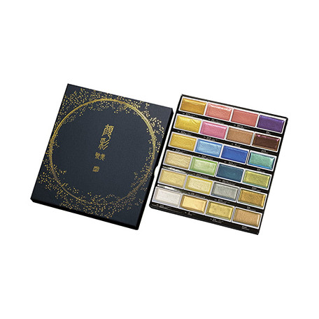 Farby akwarelowe Metallic Color Set 2 Gansai Tambi, 24 kol.