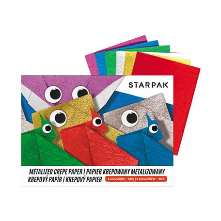 Papier krepowany metaliczny Starpak, 6 kolorów, 16 × 23 cm