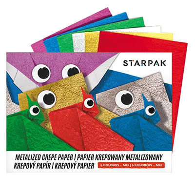 Papier krepowany metaliczny Starpak, 6 kolorów, 23 x 32 cm