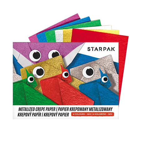 Papier krepowany metaliczny Starpak, 6 kolorów, 16 × 23 cm