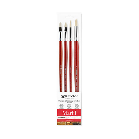 Marfil, zestaw pędzli syntetycznych Escoda, 4 sztuki