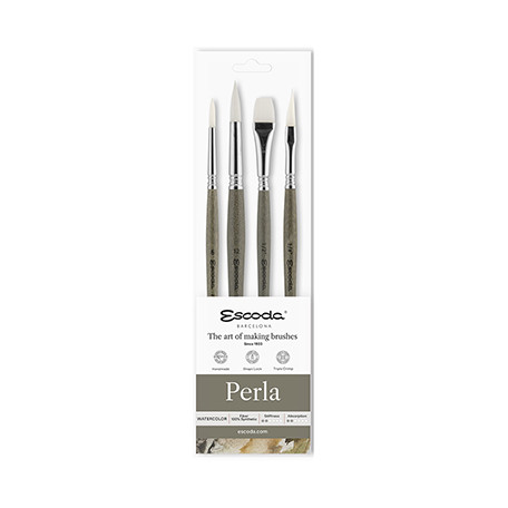 Perla, zestaw pędzli syntetycznych Escoda, 4 sztuki