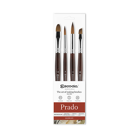 Prado, zestaw pędzli syntetycznych Escoda, 4 sztuki