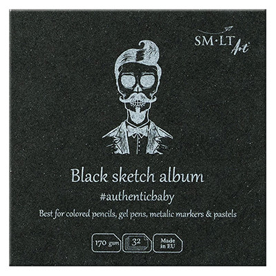 Czarny szkicownik szyty SMLT, 14 x 14 cm, 170 g
