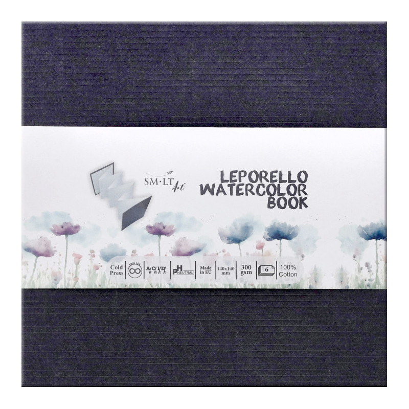 Leporello blok do akwareli SMLT 14 x 14 cm, 100% bawełna