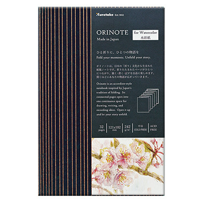Notes harmonijkowy Orinote granatowy, Kuretake 12.1 x 18.2 cm