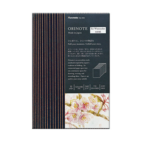 Notes harmonijkowy Orinote granatowy, Kuretake 12.1 x 18.2 cm